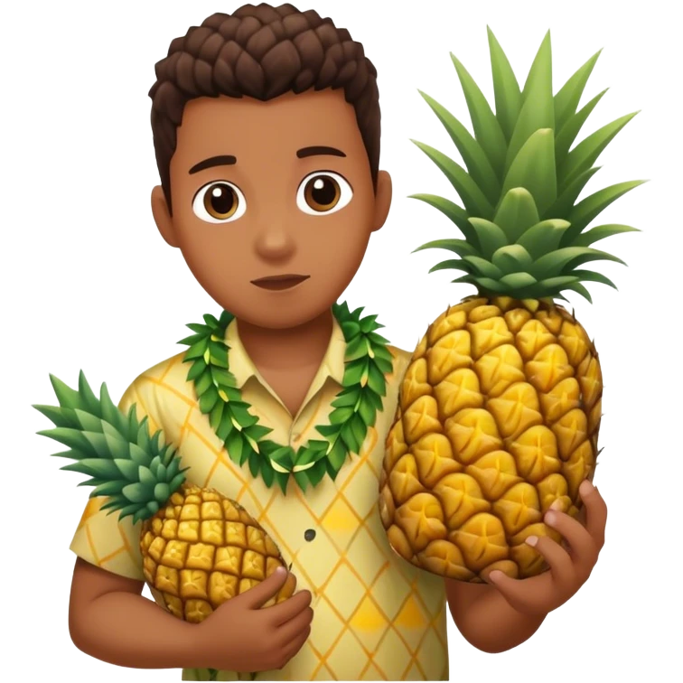 A autistic Hawaiian person holding a pineapple emoji