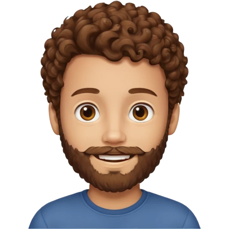 smiling boy with beard and brown hair cruly  emoji