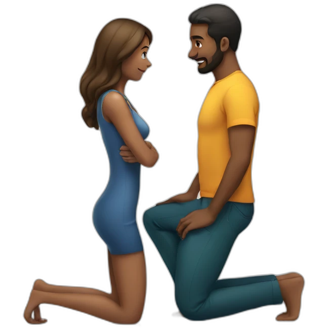 Woman on both knees facing man emoji