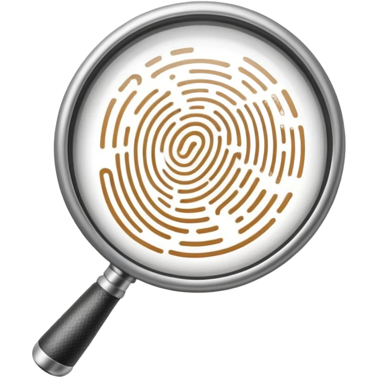 magnifying glass examining a fingerprint emoji