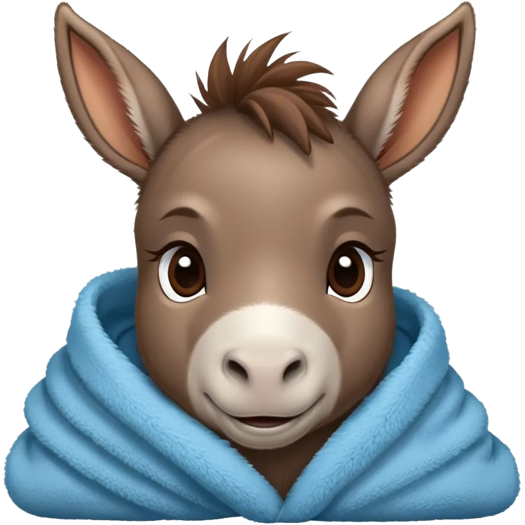 Cute baby donkey cozy in blanket emoji