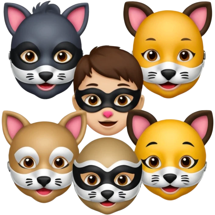 kids wearing animals design mouth mask emoji