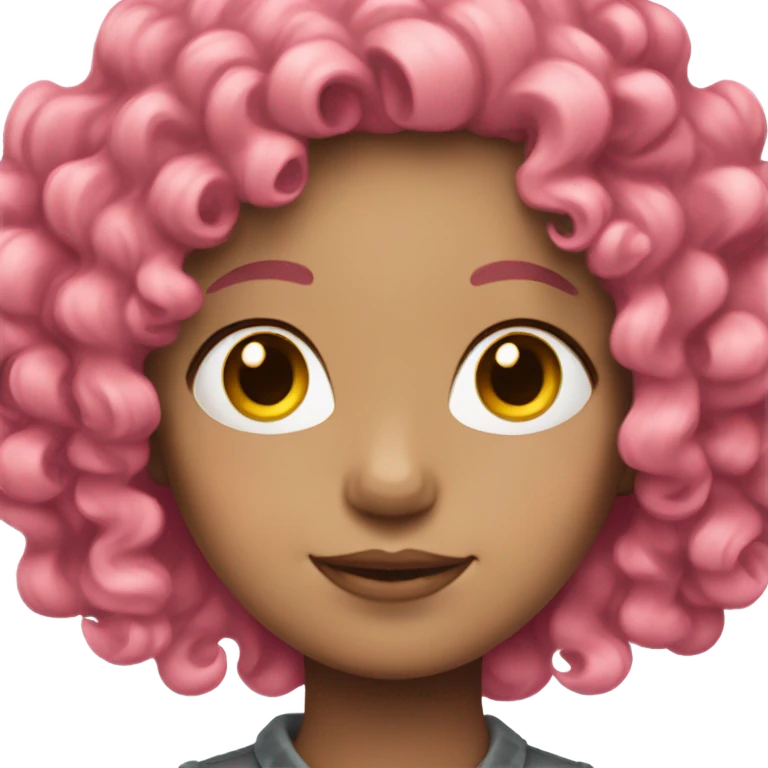Pale girl with pink curly hair emoji