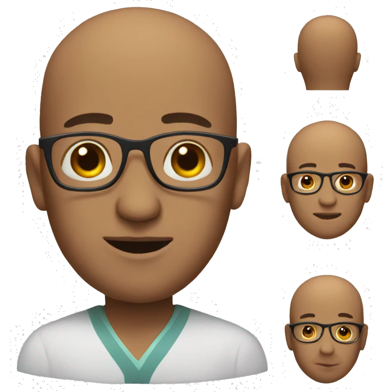 pregnant bald man with glasses emoji