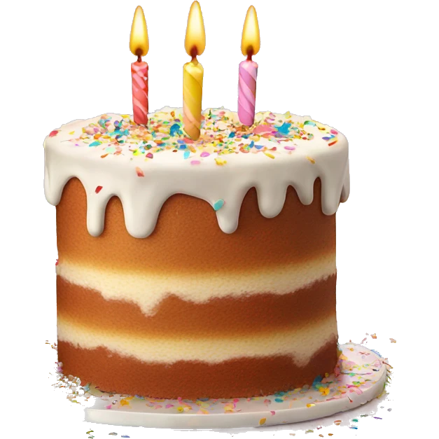 birthday cake with confetti emoji