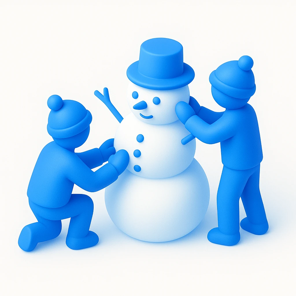 people making a snowman emoji