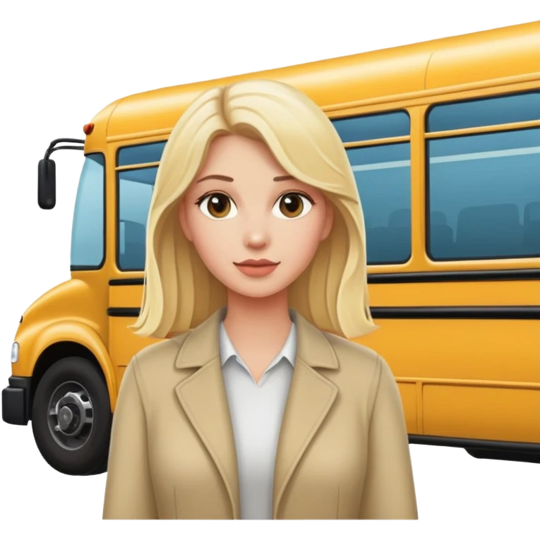 Blonde woman standing in from of a bus emoji