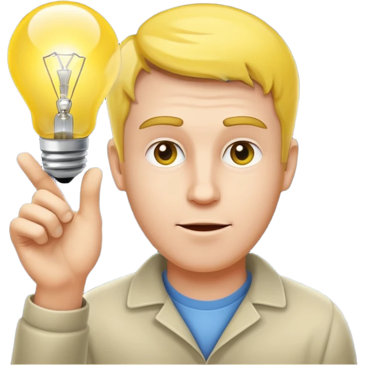 A white man came up with an idea, a light bulb appeared emoji