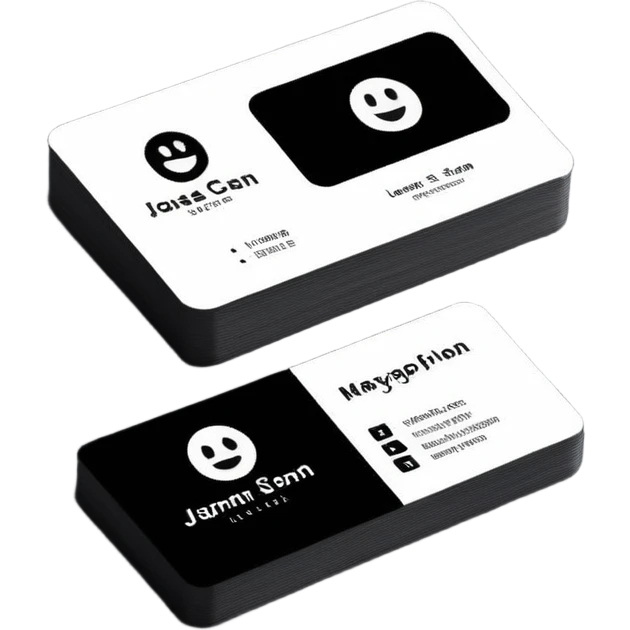 a business card with minimalist design, black and white color scheme, sleek and professional emoji