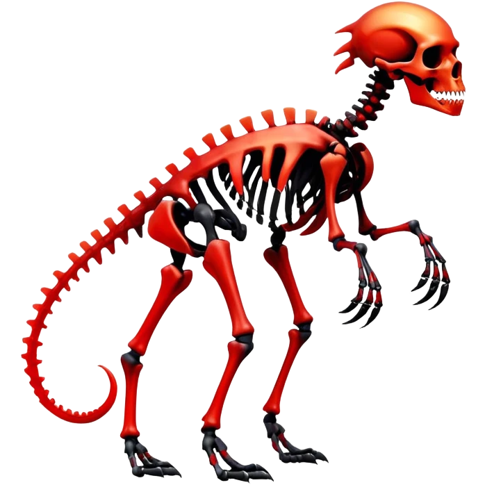 A black and red gradient epic shiny cool edgy skeletal animal, full body emoji
