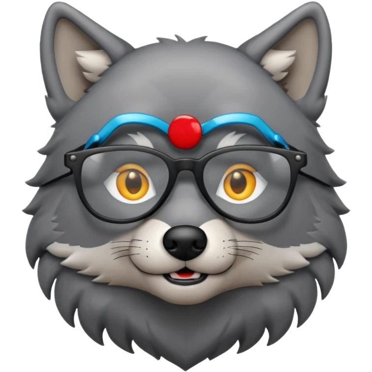 Wolf in blqck glasses emoji