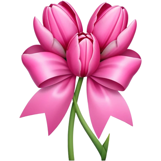 Pink tulips with a bow emoji