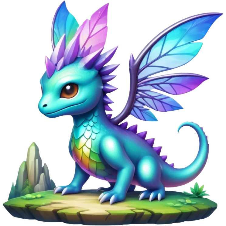 Epic complex iridescent aesthetic-Fakémon-creature-scenery emoji