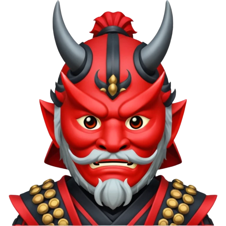 samurai Lord Garmaddon oni mask red, black, like emoji