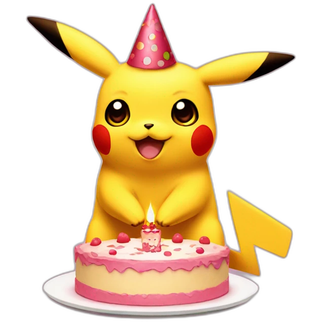 Pikachu with birthday cake emoji