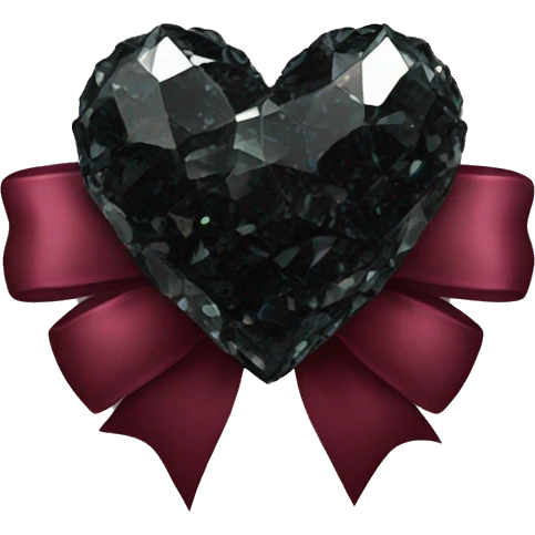 crystal black heart with burgundy bow emoji