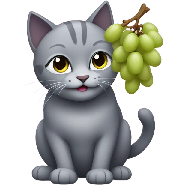 Grey cat with grapes in new year emoji