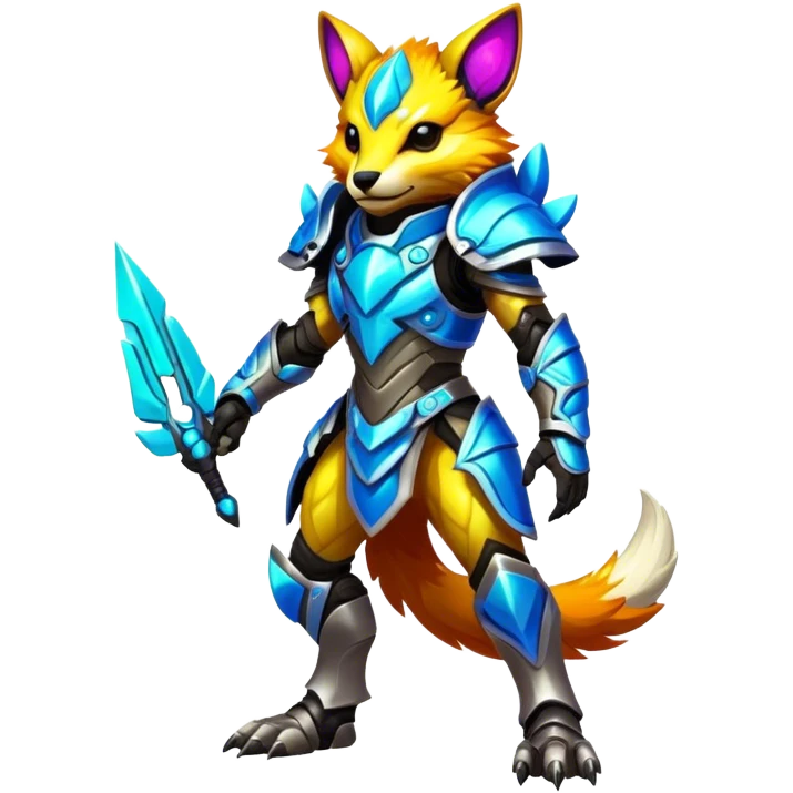 Shiny Epic Edgy Cool Colorful Vibrant Modern Vernid-Protogen-creature-animal, full body emoji