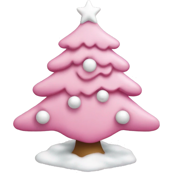 cute christmas tree pink with white ornaments emoji