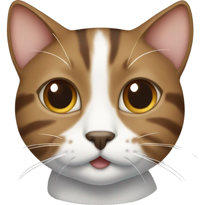 Brown and white cat with brown patch on lip emoji