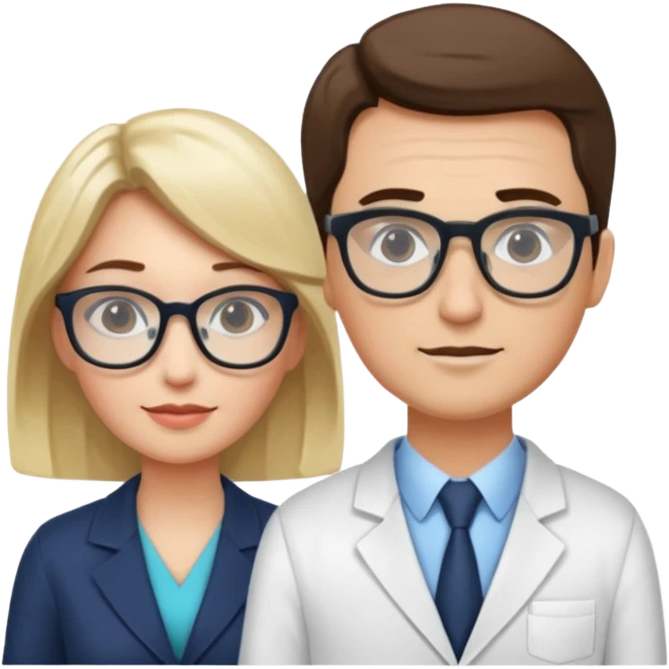 Perfect love. Psychologist girl and a futurologist man emoji