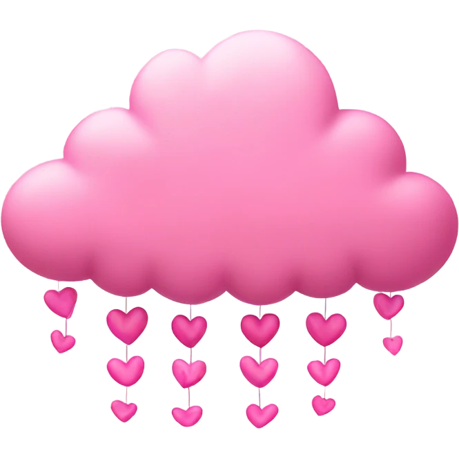 Pink cloud with dangling pink hearts  emoji