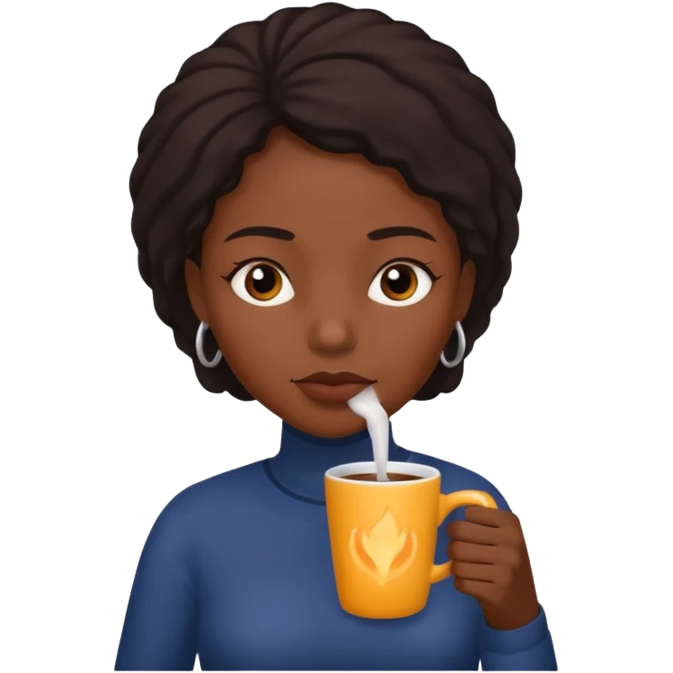 sick black woman drinking hot drink emoji