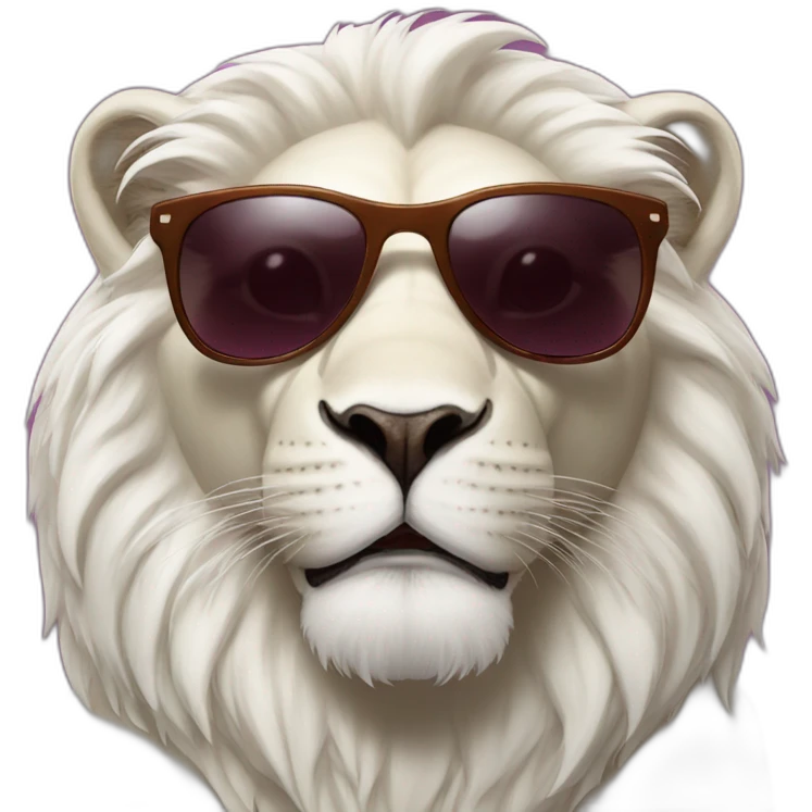 white lion wearing sunglasses and drinking wine emoji