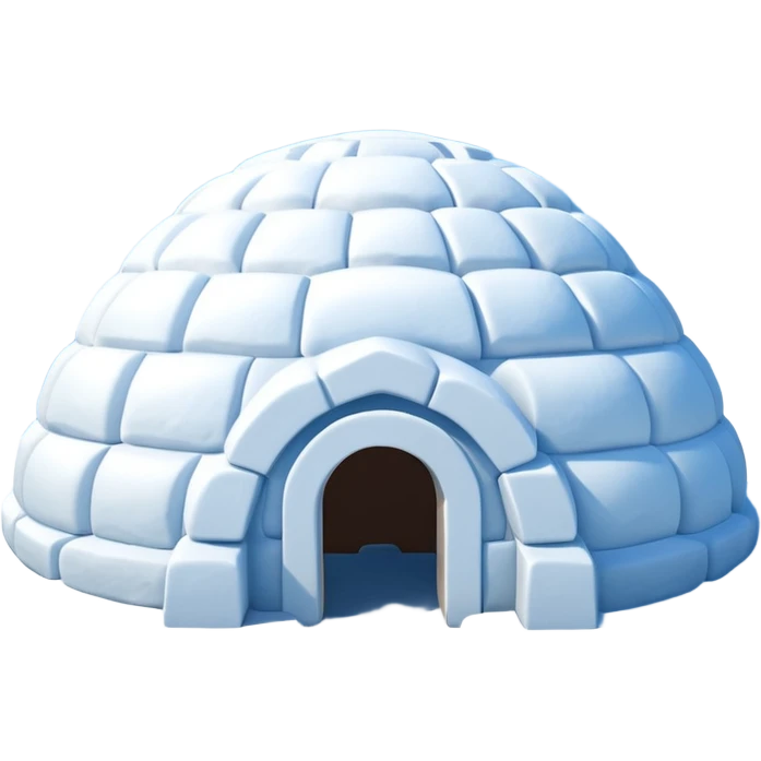A traditional snow igloo on a vast snowy plain under a clear blue sky. Soft sunlight casts gentle shadows across the snow. The igloo has a small entrance tunnel and compacted snow blocks forming its dome. Realistic Arctic environment, crisp atmosphere, calm winter feeling. emoji