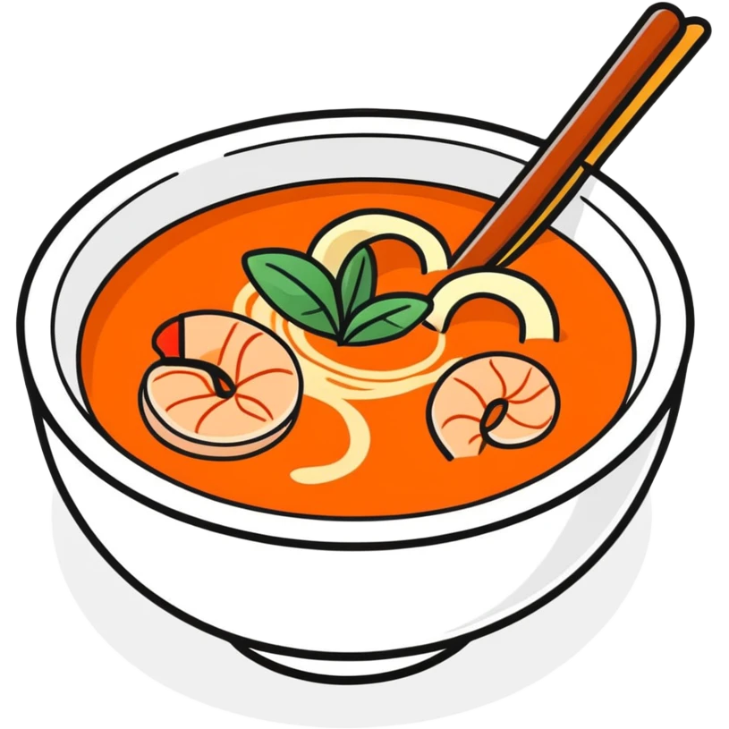 Tom yum soup with hand emoji