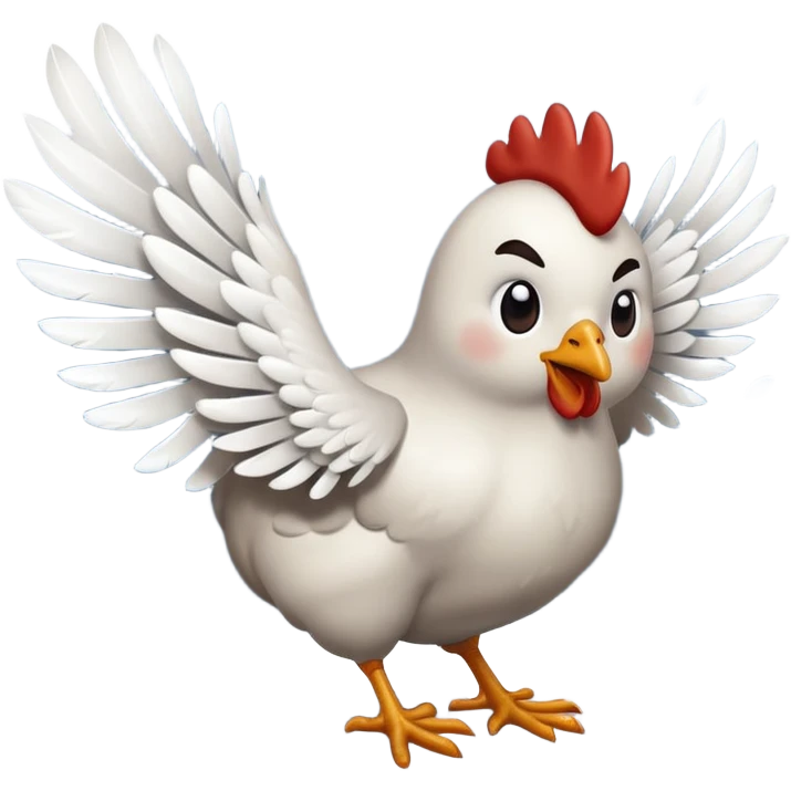 "Chicken flying in the wind during a snowstorm" emoji