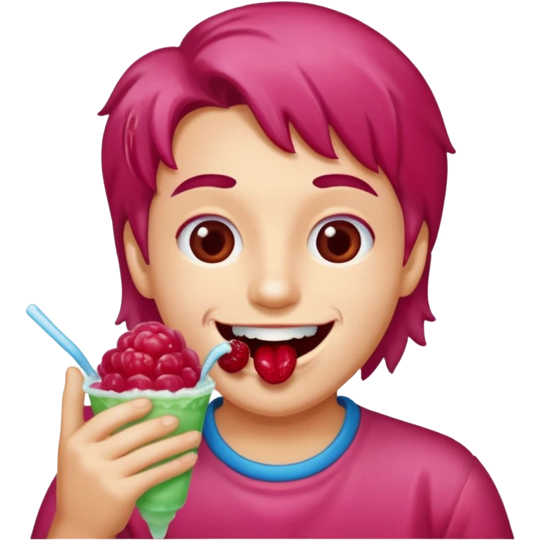 Me eating raspberry italian ice emoji