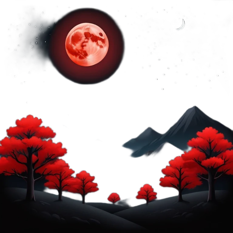 Edgy Black night sky with big Red crimson-moon Aesthetic Scenery emoji