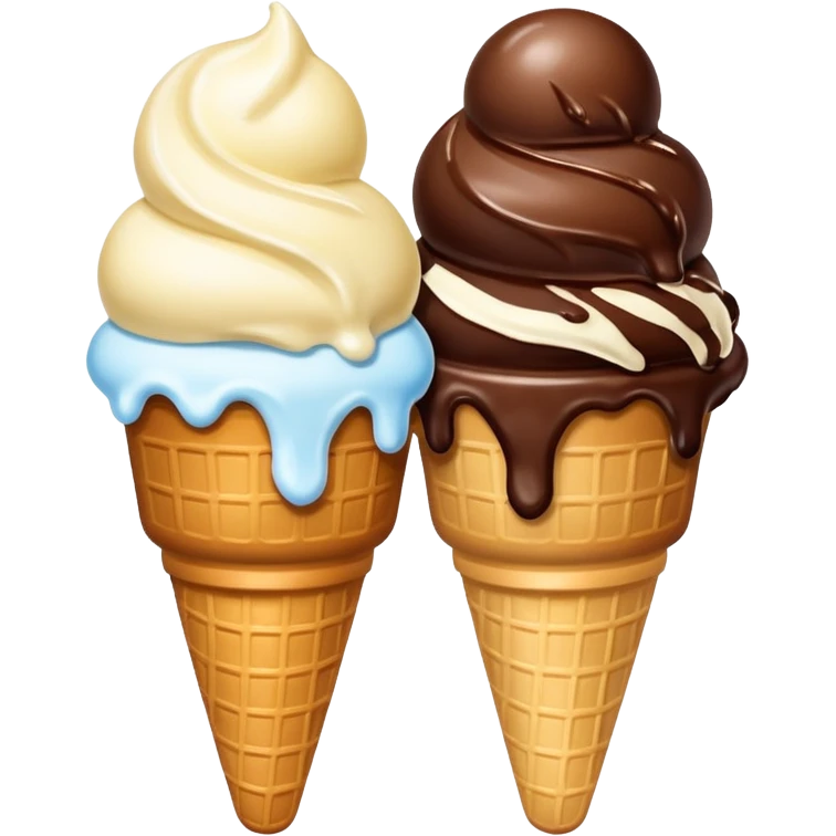 Create an image with 2 scoops of icecream slighted inverted ly placed aginst each other emoji
