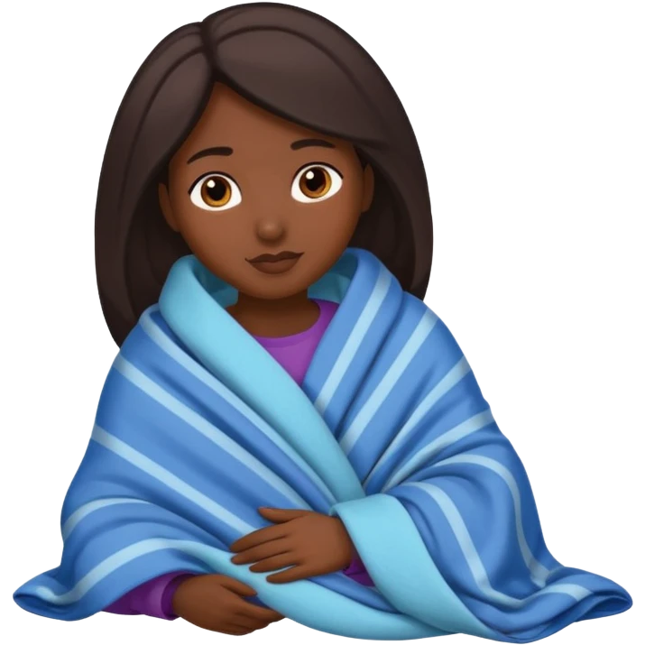 dark skin woman with tucked blanket emoji