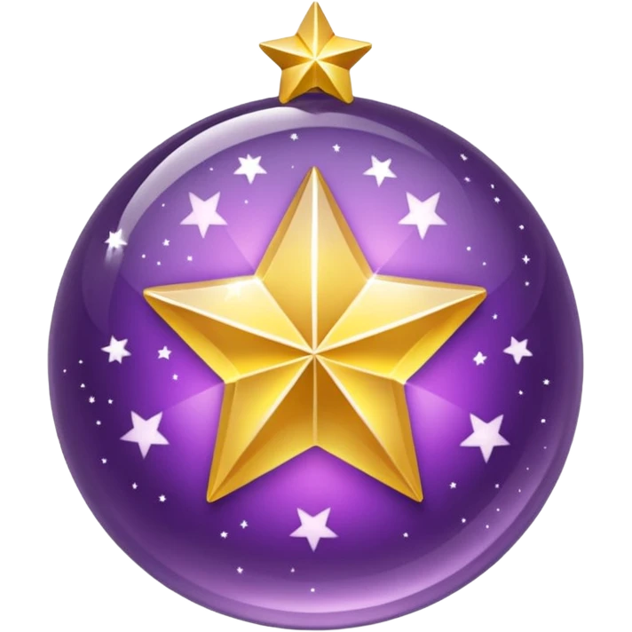 Bola de cristal roxa com estrela no centro dourada brilhante dentro emoji
