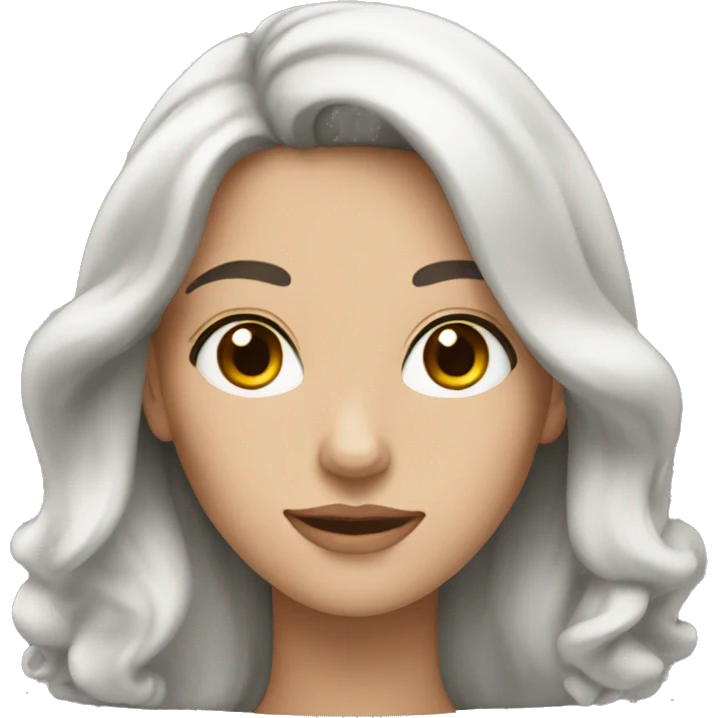 A white woman with long wavy black hair And brown eyes emoji