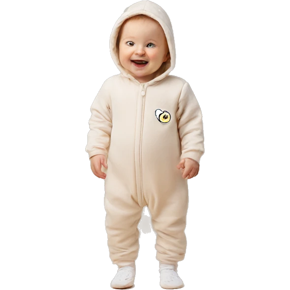newborn jumpsuit beige emoji