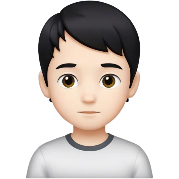 Boy that is 7 years old and has black hair and is white emoji