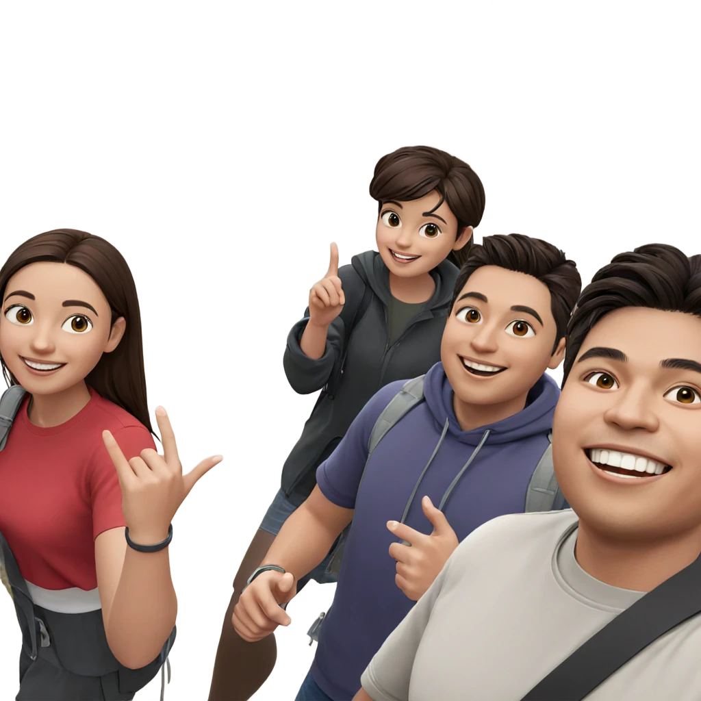 smiling girl with friends outdoors emoji