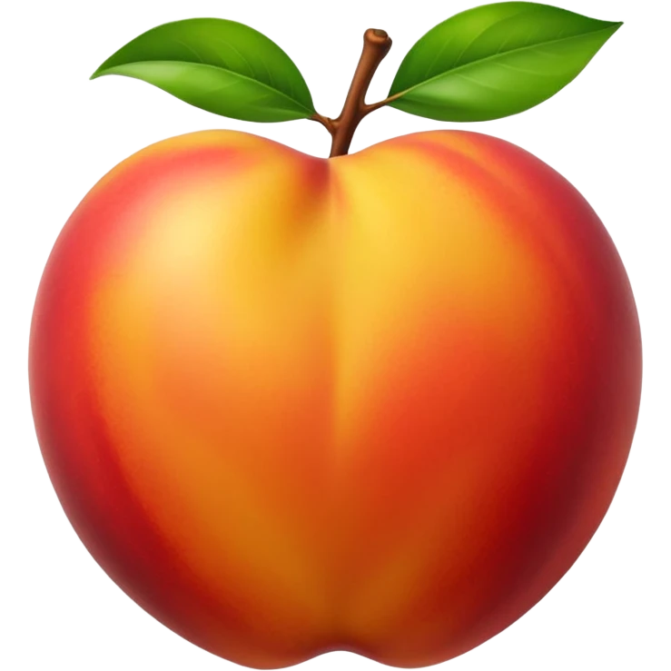 whole nectarine, smooth glossy skin, red, orange, yellow, round, slightly heart-shaped, no fuzz, natural highlight, optional green leaf, subtle color variation, no blemishes, 3D, clean, minimal, soft shadows, transparent background, emoji scale emoji