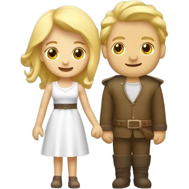 Femme blonde et homme châtain avec des taches de rousseurs qui se font un câlin  emoji