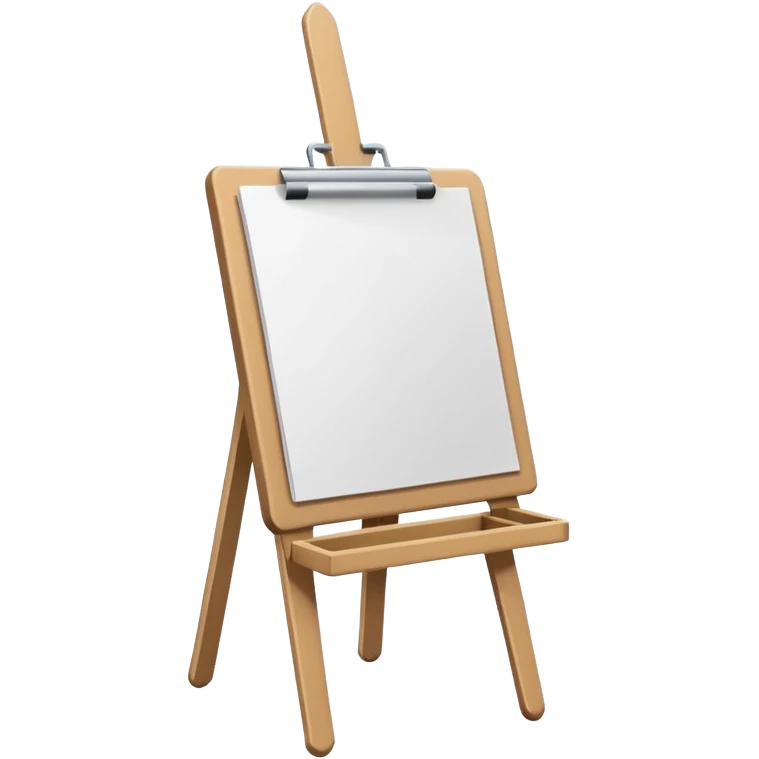 Minimalistic flat vector icon, iOS style, thin black contour on white background. Easel with a paper sheet and a pencil leaning against it. No text, no shadows emoji