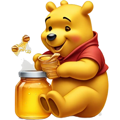 Winnie the Pooh eating out of honey pot emoji