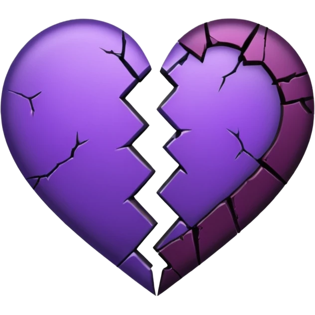 Gothic half-split, cracked Half black half Purple Heart emoji