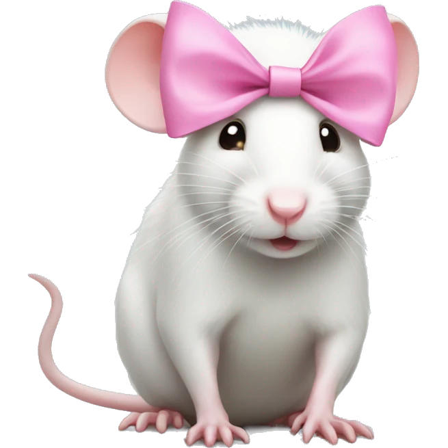 cute white rat with pink bow emoji