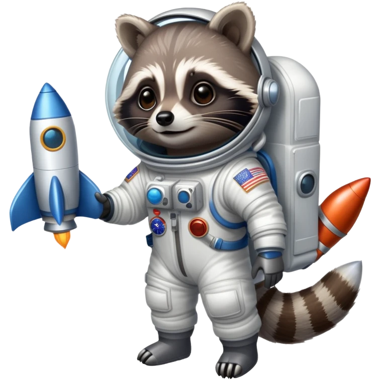 Racoon Astronaut with a rocketship emoji