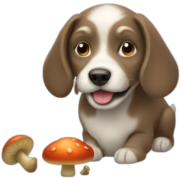 Dog picking mushrooms emoji