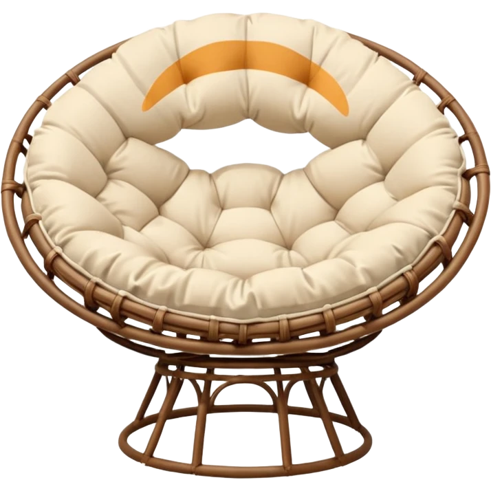 Light brown Papasan chair with cream cushion emoji