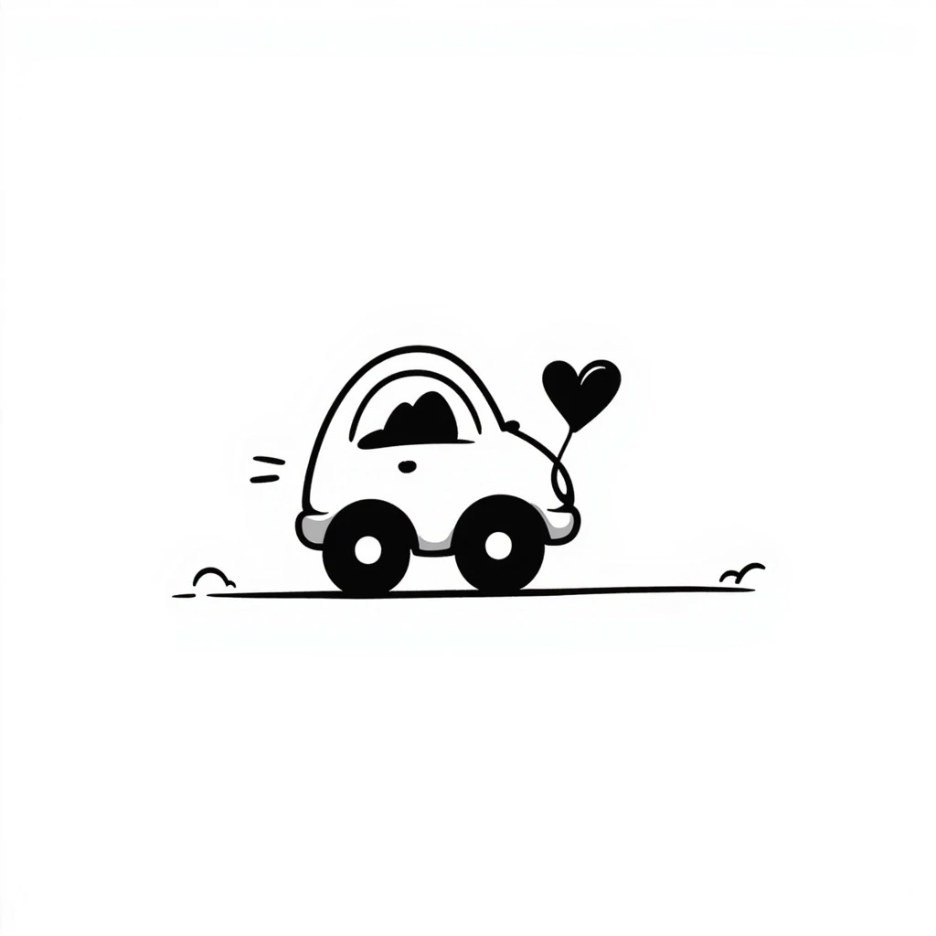a car with a heart emoji